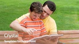  Presentation with catholic father son hoyly spirit - Colorful presentation theme enhanced with points interest - father and son reading backdrop and a coral colored foreground