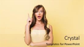  Presentation with long hair - Beautiful PPT theme featuring points interest - photo of excited woman 20s backdrop and a yellow colored foreground