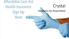  Presentation with latex gloves - Amazing theme having points to the affordable care backdrop and a white colored foreground