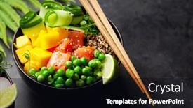  Presentation with mango - PPT theme having poke-bowl-with-salmon-cucumber background and a wine colored foreground