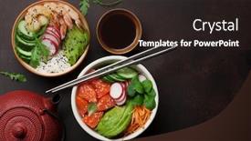  Presentation with salmon fish - Cool new theme with poke-bowl-with-salmon-shrimps backdrop and a wine colored foreground