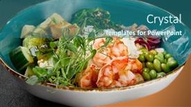 Presentation with prawn - Presentation theme enhanced with poke-bowl-with-shrimps background and a  colored foreground