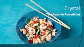  Presentation with hawaiian - Presentation design having poke-hawaiian-dish-with-chopsticks background and a teal colored foreground