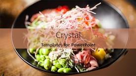  Presentation with noodle - Colorful slide set enhanced with poke-with-beef-glass-noodle backdrop and a coral colored foreground