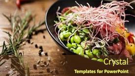  Presentation with noodle - Colorful slide set enhanced with poke-with-beef-glass-noodle backdrop and a tawny brown colored foreground