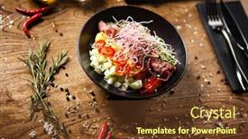  Presentation with noodle - Audience pleasing slide deck consisting of poke-with-beef-glass-noodle backdrop and a tawny brown colored foreground