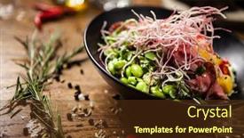  Presentation with noodle - PPT theme consisting of poke-with-beef-glass-noodle background and a tawny brown colored foreground