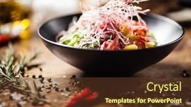  Presentation with modern food - Slide deck consisting of poke-with-beef-glass-noodle background and a tawny brown colored foreground