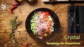  Presentation with modern food - Theme having poke-with-beef-glass-noodle background and a tawny brown colored foreground