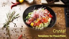  Presentation with modern food - Cool new slide set with poke-with-beef-glass-noodle backdrop and a tawny brown colored foreground