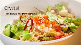  Presentation with exotic dish - Amazing slide deck having poke-with-salmon-cut-avocado backdrop and a lemonade colored foreground