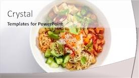  Presentation with exotic dish - Slide deck enhanced with poke-with-salmon-cut-avocado background and a white colored foreground