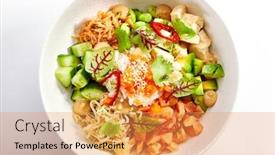  Presentation with exotic dish - Presentation theme consisting of poke-with-salmon-cut-avocado background and a yellow colored foreground