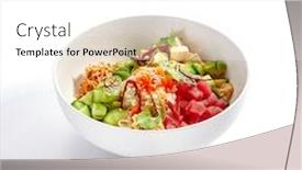  Presentation with soybean - Slide set consisting of poke-with-tuna-and-noodles background and a white colored foreground