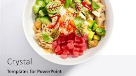  Presentation with soybean - Theme having poke-with-tuna-and-noodles background and a light gray colored foreground