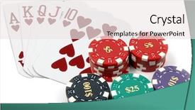  Presentation with one heart one dream - Beautiful presentation theme featuring poker a heart royal flush backdrop and a sky blue colored foreground