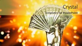  Presentation with house of cards - Presentation theme having poker cards trophy against shiny background and a yellow colored foreground