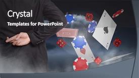  Presentation with poker chips - Audience pleasing PPT theme consisting of poker chips and play backdrop and a dark gray colored foreground