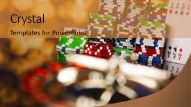  Presentation with poker chips - Slide set with game addict - poker chips on a gaming background and a gold colored foreground