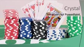  Presentation with poker chips - PPT theme with poker chips with cards poker chips in five different colors on a table with cards background and a lemonade colored foreground