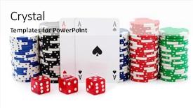  Presentation with poker chips - Beautiful theme featuring poker chips with cards and dices on white background backdrop and a white colored foreground