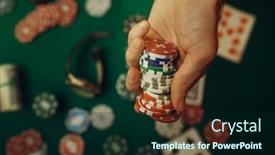  Presentation with poker chips - Cool new PPT layouts with poker-concept-money-bet-cards backdrop and a forest green colored foreground