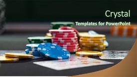  Presentation with gambling - Amazing PPT theme having poker-game-at-the-casino backdrop and a wine colored foreground