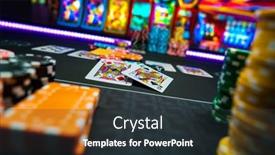  Presentation with gambling - PPT theme featuring poker-game-at-the-casino background and a tawny brown colored foreground