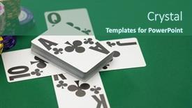  Presentation with poker - Audience pleasing slide deck consisting of poker-game-clubs-royal-flush backdrop and a ocean colored foreground