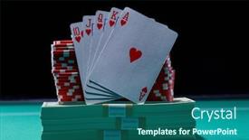  Presentation with poker chips - Cool new presentation theme with poker-game-royal-flush backdrop and a ocean colored foreground