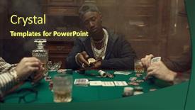  Presentation with poker - Beautiful slides featuring poker-player-makes-a-bet backdrop and a tawny brown colored foreground