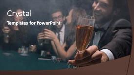  Presentation with poker - PPT theme featuring poker-player-raising-a-glass background and a dark gray colored foreground