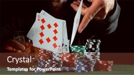  Presentation with poker chips - Slide deck having poker-player-throwing-cards-concept background and a tawny brown colored foreground
