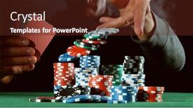  Presentation with hazard - Colorful presentation theme enhanced with poker-player-throwing-chips-concept backdrop and a tawny brown colored foreground