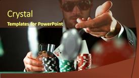  Presentation with hazard - Beautiful presentation design featuring poker-player-throwing-chips-concept backdrop and a tawny brown colored foreground