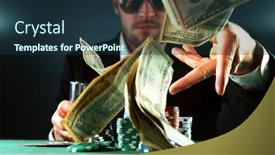 Presentation with hazard - Amazing presentation theme having poker-player-throwing-us-dollars backdrop and a tawny brown colored foreground