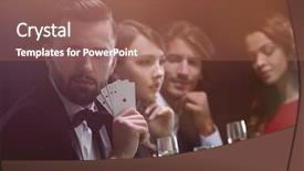  Presentation with golf player playing - PPT layouts with poker player to four aces background and a violet colored foreground