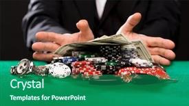  Presentation with poker chips - Beautiful PPT layouts featuring poker player with chips money backdrop and a ocean colored foreground