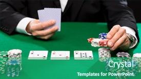  Presentation with poker chips - Theme enhanced with poker player with playing cards background and a ocean colored foreground