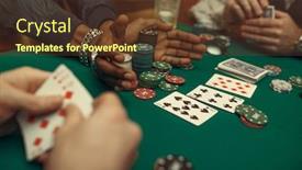  Presentation with poker - Slide deck with poker-players-hands-gaming-table background and a tawny brown colored foreground