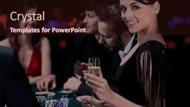  Presentation with casino - Amazing presentation design having poker players sitting around a table at a casino backdrop and a wine colored foreground