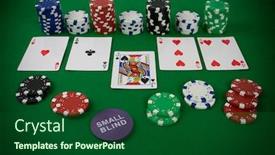  Presentation with chip - Beautiful PPT theme featuring poker-set-with-chips backdrop and a forest green colored foreground