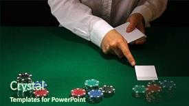  Presentation with poker - Slide set featuring poker setting on green table background and a ocean colored foreground