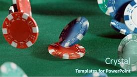  Presentation with poker chips - Audience pleasing presentation design consisting of poker-still-life-with-falling backdrop and a ocean colored foreground