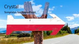  Presentation with poland - PPT theme having poland flag wooden sign background and a light blue colored foreground
