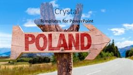  Presentation with poland - Colorful presentation theme enhanced with poland wooden sign with road background backdrop and a light blue colored foreground