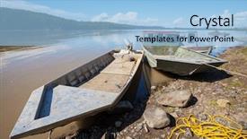  Presentation with boats - Audience pleasing slide deck consisting of polar region - boats on yukon river alaska backdrop and a light blue colored foreground