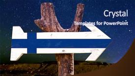  Presentation with blue aged wood sign - Presentation design with polaris - finland flag wooden sign background and a navy blue colored foreground