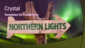  Presentation with wooden lighting - PPT layouts consisting of polaris - northern lights wooden direction sign background and a  colored foreground