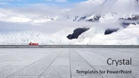  Presentation with pole - Beautiful presentation theme featuring pole land - empty brick ground with sonw backdrop and a  colored foreground